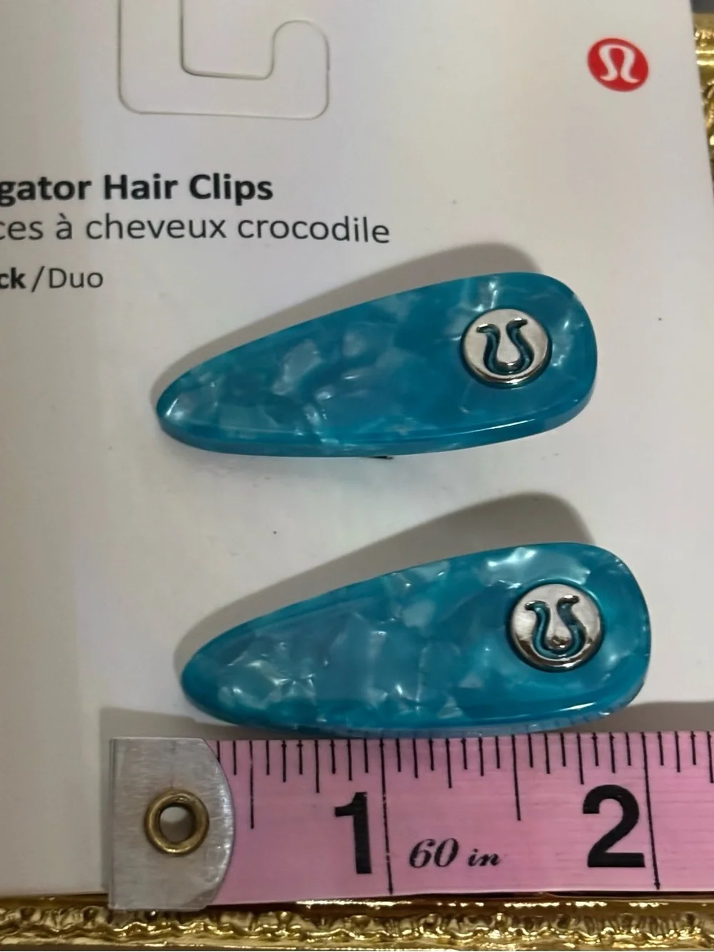 💙 lululemon Alligator Hair Clips 2 Pack Blue Pearlescent NWT